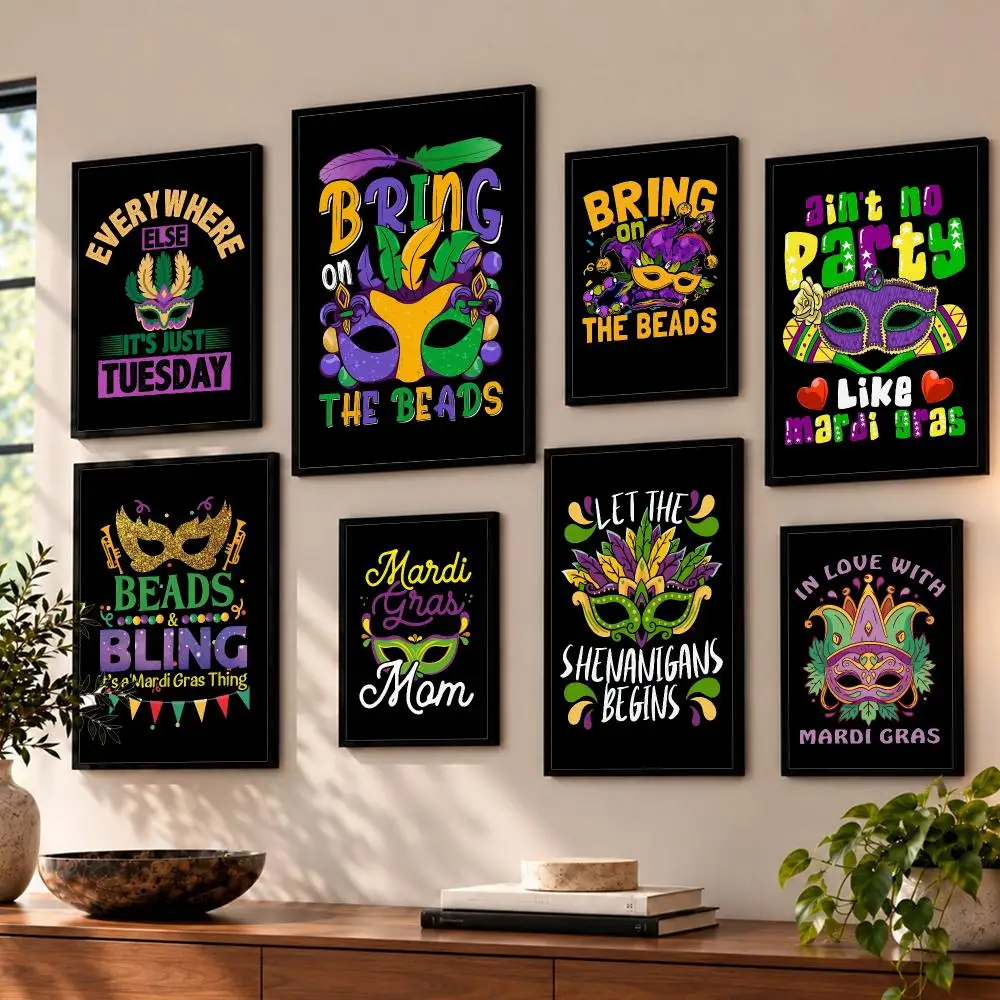 Mardi Gras Poster HD Home Wall Stickers House hallway Living Room Bedroom Bar Office Decor Art Prints