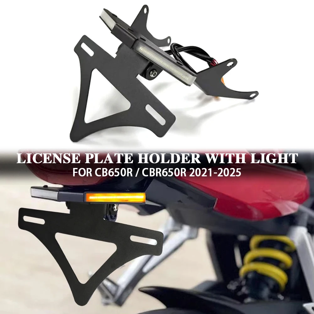 

Motorcycle Accessories CNC Rear Tail Bracket Number Plate Holder with Lights for Honda CBR650R CB650R CBR 650R CB 650R 2021-2025