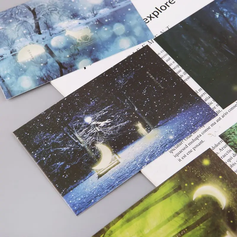 30 قطعة بطاقة بريدية مضيئة عتيقة تتوهج في الظلام الغابات غاسل الحيوان تحية