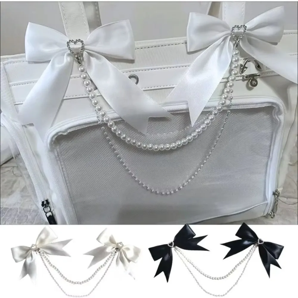 Lolita Style DIY Bag Pendant Pearl Bow Design Exquisite Decoration Lolita Hair Clips Luggage Pendant Dress Accessories