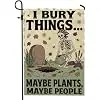 Skeleton Garden Flag, Fanciful Playful Gravestone Shovel Halloween Green Burlap Double Sided Yard Decorative Flags for Outdo llz