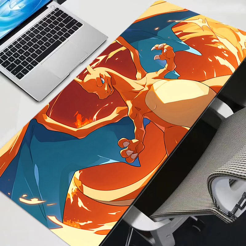 

Extra Gaming Mouse Pad xxl Computer Gamer Laptop 90x40cm P-Pokemon Charizard Keyboard Carpet Mouse Mat Non-Slip Rubber Table Rug