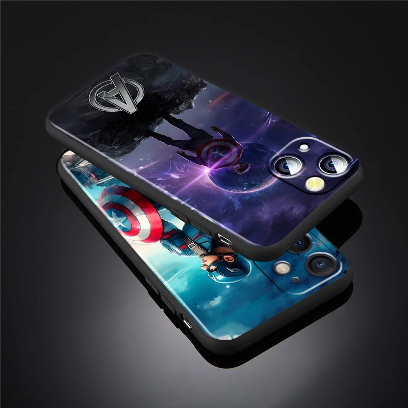 Marvel America Captain Cool For iPhone 15 14 13 12 11 XS XR X 8 7 SE Pro Max Plus Mini Black Cover Phone Case