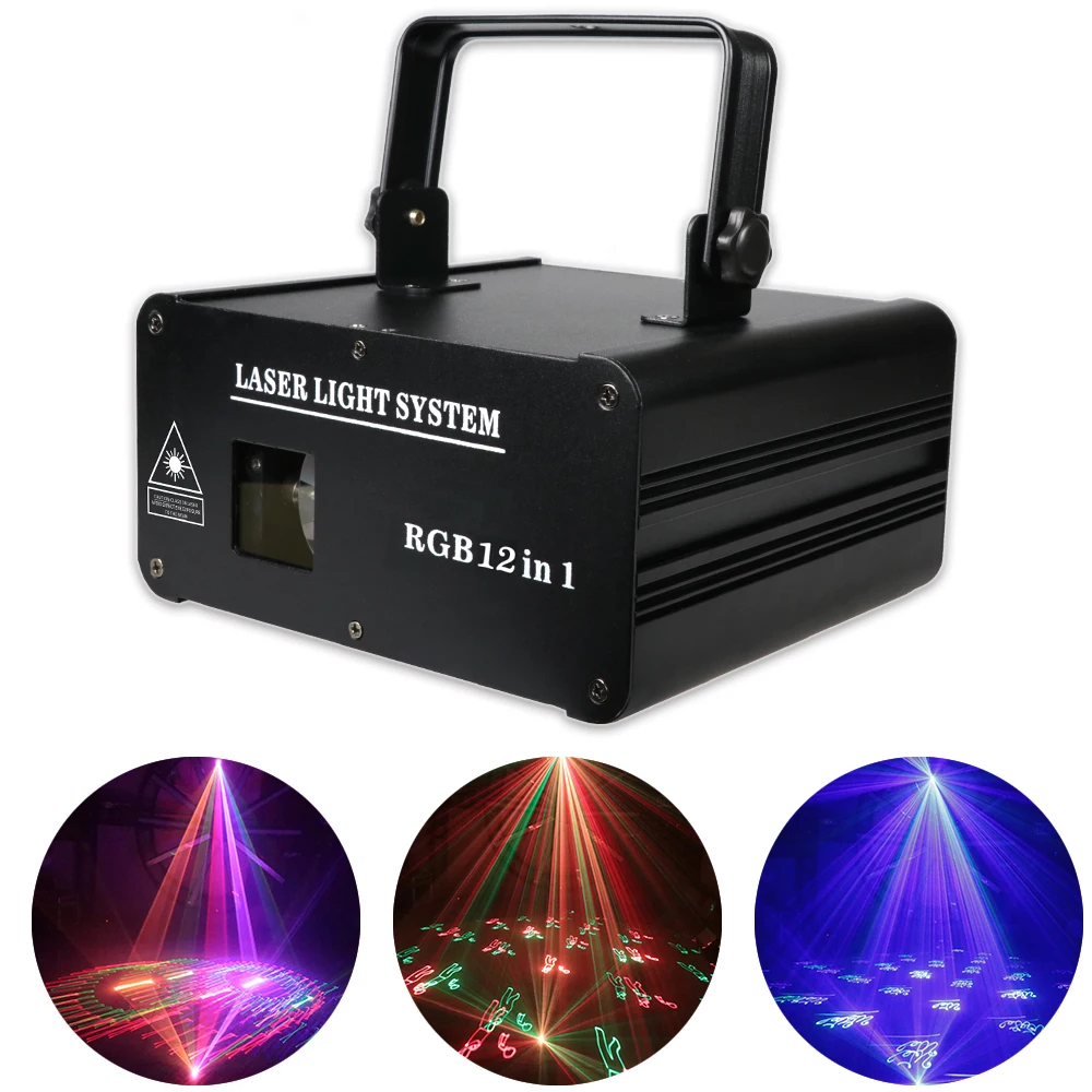 

1.5W RGB 12in1 Laser Light 1W 600MW Full Color Aluminum Shell Projector DJ Disco Galvanometer Scanning luces laser para fiestas