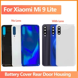 100% New For Xiaomi Mi 9 Lite Back Battery Cover Redmi Rear Housing Door Glass Panel Case Replacement Parts with lens