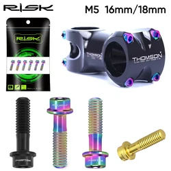 RISK Titanium Stem Bolts 6PCS M5x16mm M5x18mm Titanium Alloy Bicycle Stem Screws Colorful Bike Stem MTB Bolt Bicycle Accessories