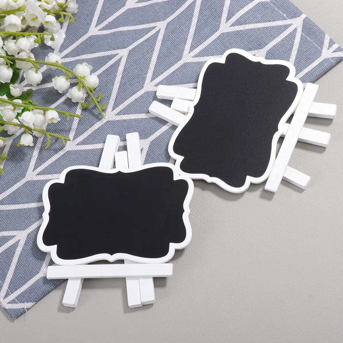 12Pcs Natural Wood Mini Chalkboard Signs Wipe Clean Message Boards for Wedding Seating Chart Dinner Table Decor Cafe Menu