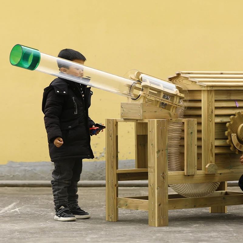 Wooden Outdoor Nature Exploration Air Cannon Cognitive Educational Toys Outdoor Scientific Exploration