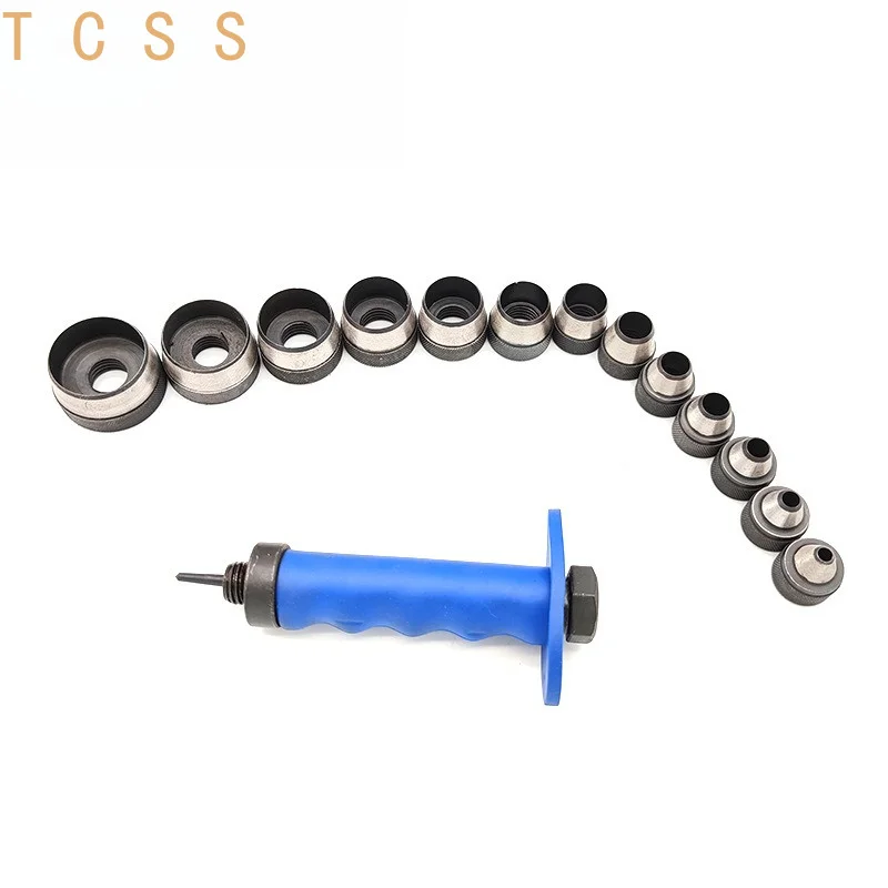 14PC Leather Hole Punch DIY Tool Set, High‑Carbon Steel Round Puncher with Interchangeable Heads & Plastic Storage Box