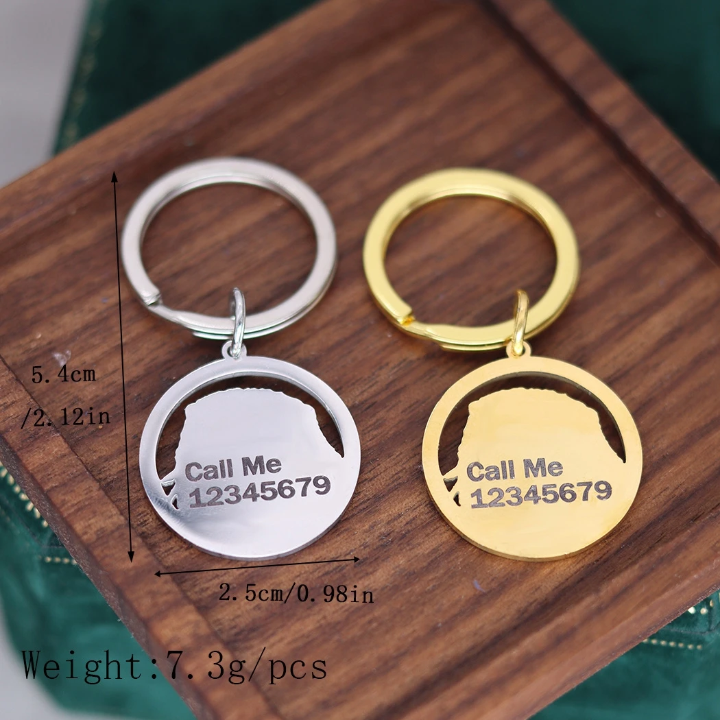 QIAMNI Trendy Wild Animal River Otter Key Chain Custom Engraved Number Name Key Chain Stainless Steel Capybara Pendant Keyring