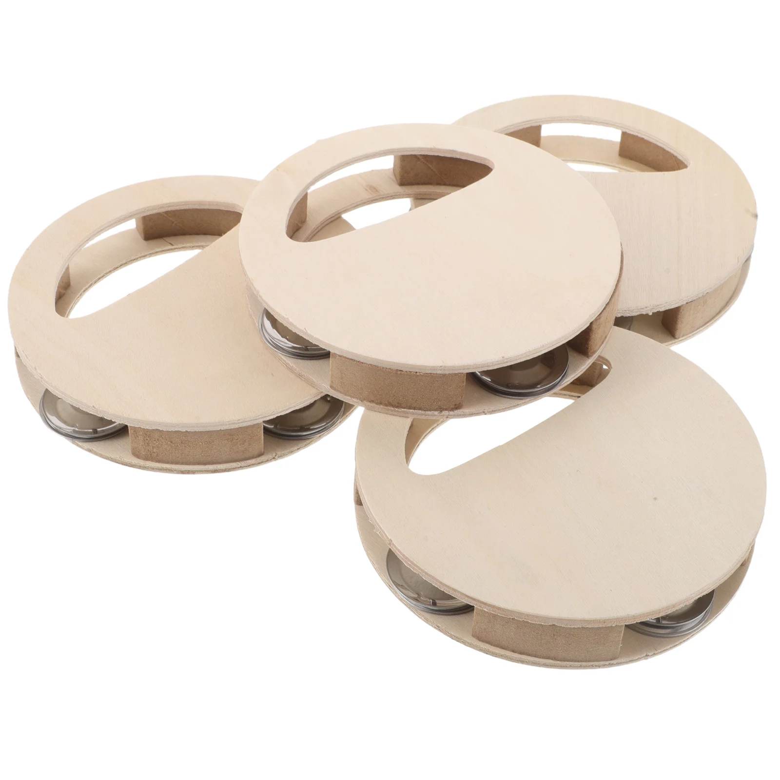 4Pcs DIY Wooden Unfinished Rattle Drum Kids Painting Craft Montessori Early Learning Sensory Development Musical