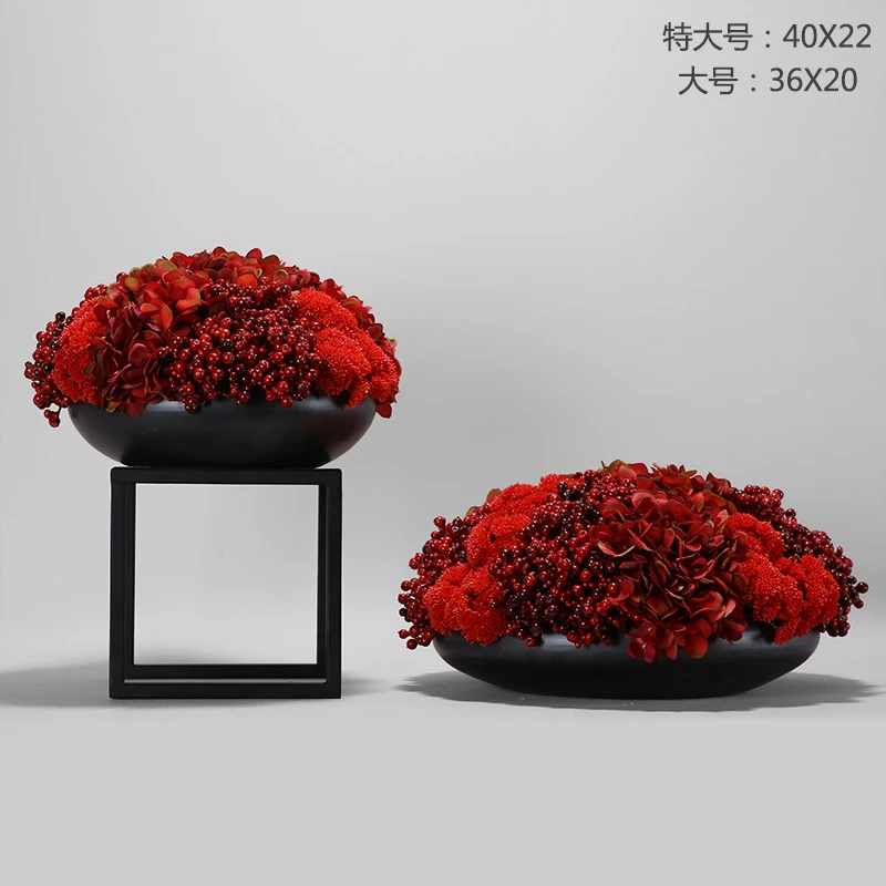 Chinese Style Simulation Flower Red Embroidered Ball Berry Entrance Sales Office Private Room Front Desk Tabletop Decoration