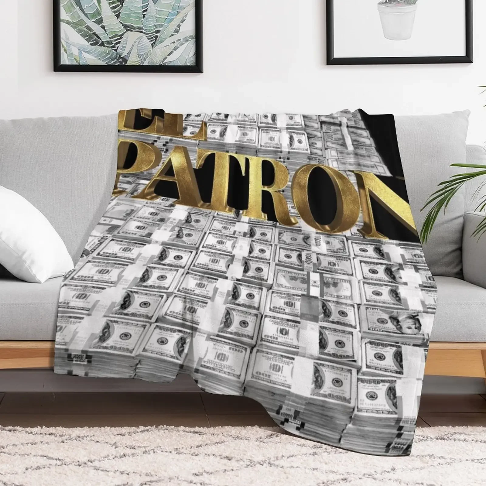 New El Patron Cash Money Gold Throw Blanket Thin Vintage Blankets