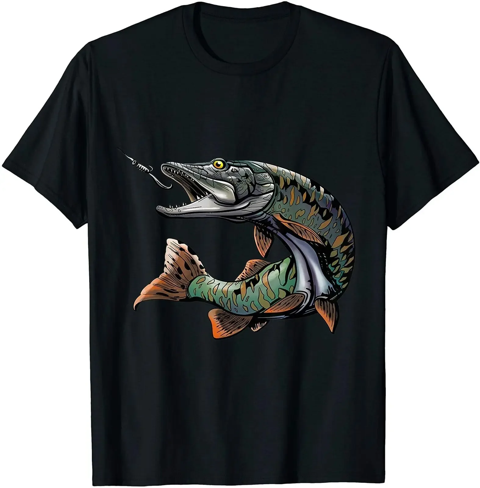 Musky Esox Fisherman Angler Fishing T-Shirt 100% Cotton O-Neck Summer Short Sleeve Casual Mens T-shirt Size S-3XL