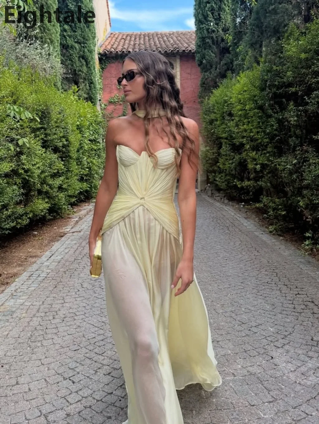 Eightale 2025 Sweetheart A Line Chiffon Maxi Evening Dress With Wrap Saudi Arabic Prom Dress Dubai Party Gown Customized image 4