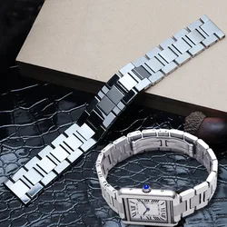 Watchband For C-artier Tank Watchstrap Stainless Steel watchband 16mm 17.5mm 20mm 22mm 23mm with steel folding clasp Accessorie