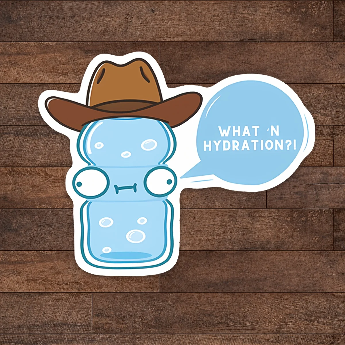 1 "What's N Hydration?!" denim water bottle stem sticker, suitable for laptops, water bottles, and desktop decoration