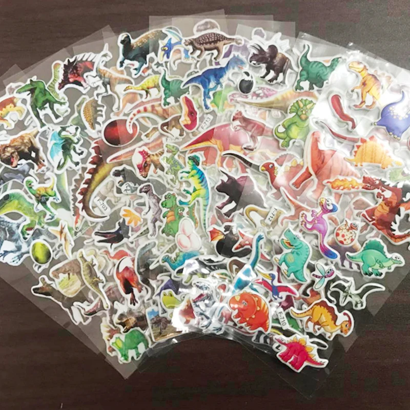6/12/24pcs 3D Bubble Stickers Herbruikbare Cartoon Dinosaurus Ontwerp Kinderen Sticker Speelgoed voor Kinderen Verjaardag Nieuwjaar gift TMZ