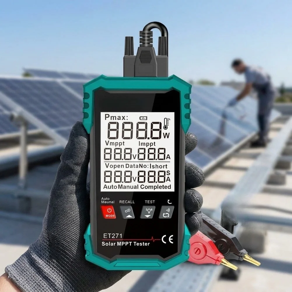 ET271 For Solar Panel Testing Device for PV Installations - 0-1600W Portable Power Analyzer with Power Off and 30-Group Log