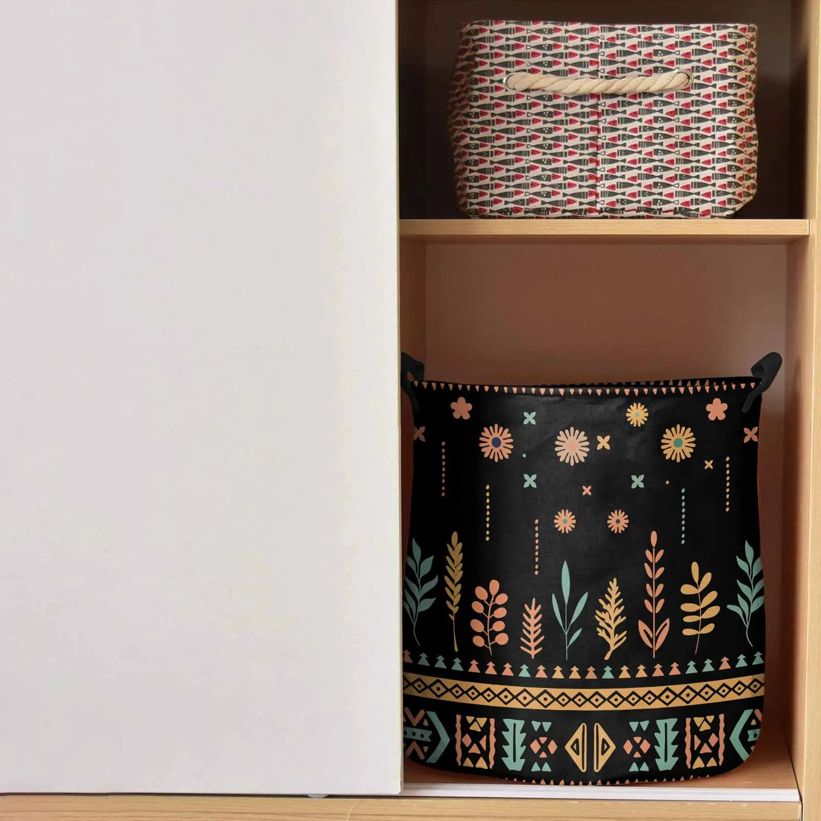 Aztec Navajo Flower Grass Lace Tribe Dirty Laundry Basket Foldable Waterproof Organizer Clothing Children Toy Storage Basket