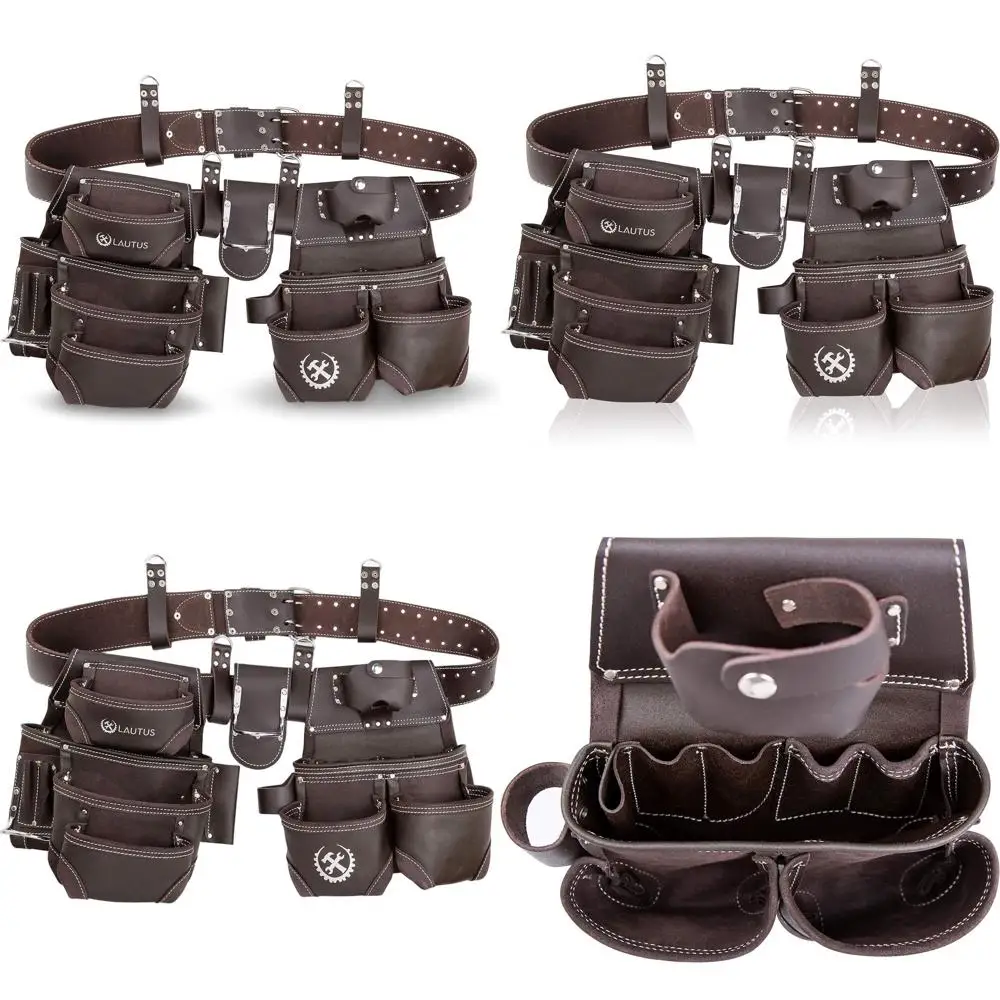 

Oiled Leather Tool Belt Set for Carpenters, Construction Workers, and Electricians