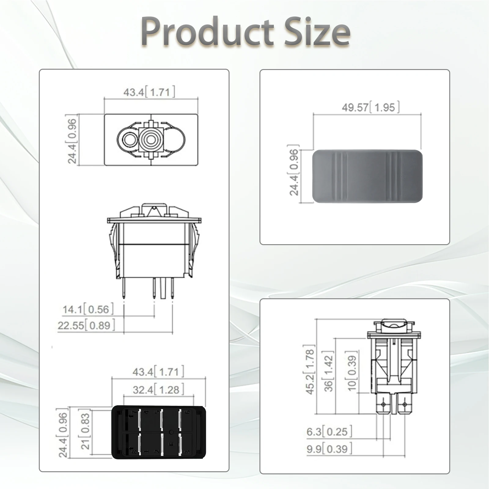 12 فولت 20A تبديل التبديل DPDT 6 دبوس تشغيل/إيقاف/تشغيل زر رمادي الثقيلة لحظة البحرية الروك التبديل ل 4x4 قارب RZR RV دراجة نارية #2