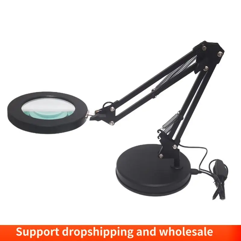 

AA86 Foldable Desktop Magnifying Glass With LED Lights USB Magnifier With Base For Reading Repair Welding Desk Lamp Base Easy In