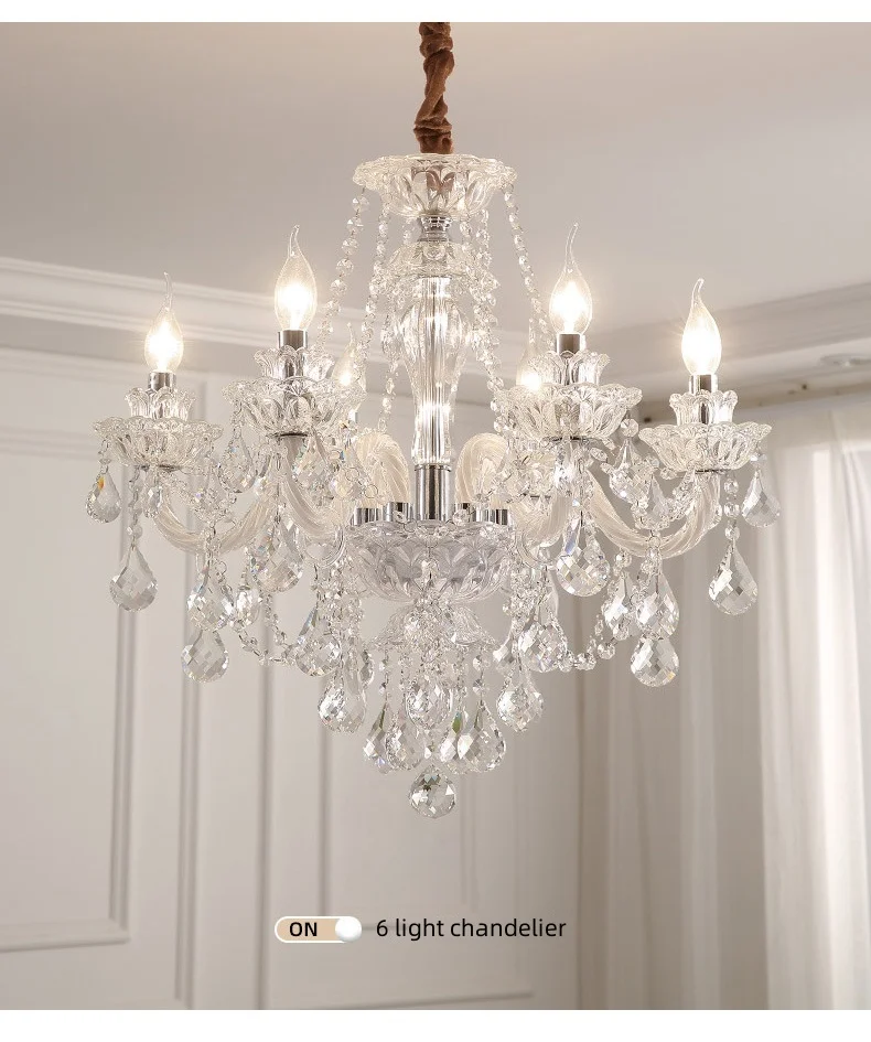 French Crystal E14 Candle Chandelier Living Room Glass