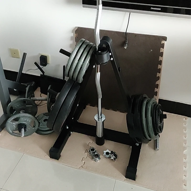 Universal Floor Barbell Weight Plate Rack With Barbell Holder For Home Gym Storage Weight Disc Space-efficient Fitness Equipment