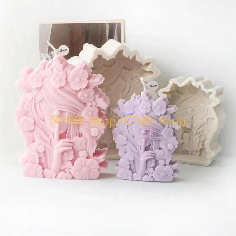 

N7MF Beautiful Floral Girls Creation Mold Easy to Use Mold for Handmade Crafts