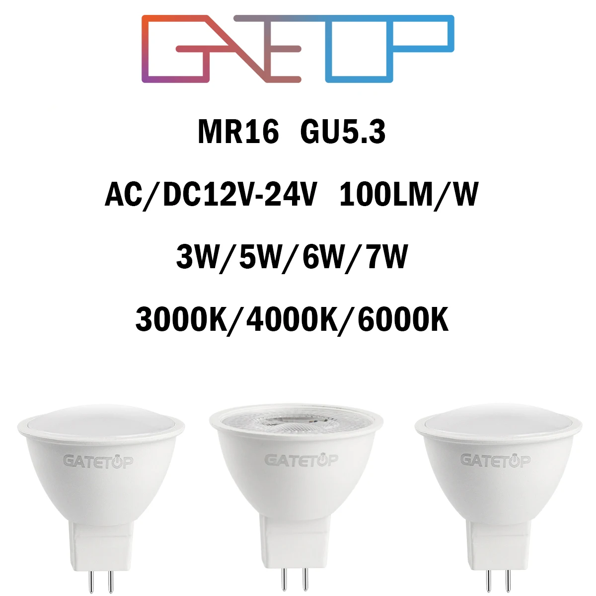 LED Spotlight MR16 12PCS GU5.3 Low Voltage AC/DC12V-24V  3-7W 120/38 Degree Warm White Light No Flicker for Home and Office