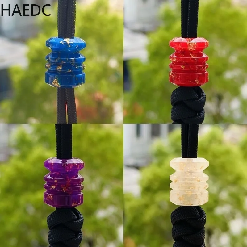 HAEDC Four Colors Resin Gold Foil Paracord EDC Pendant Backpack Pendant DIY Bead Pendant