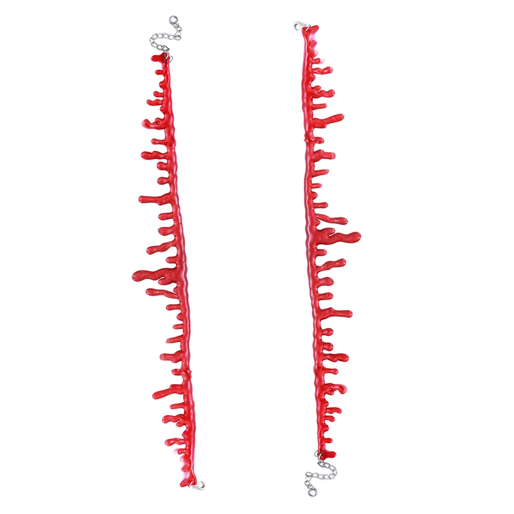 4Pcs Handmade Gothic Halloween Red Bloodstain Chains Unique Bloody Necklaces for Plays Party Theatrical Costume Jewelry