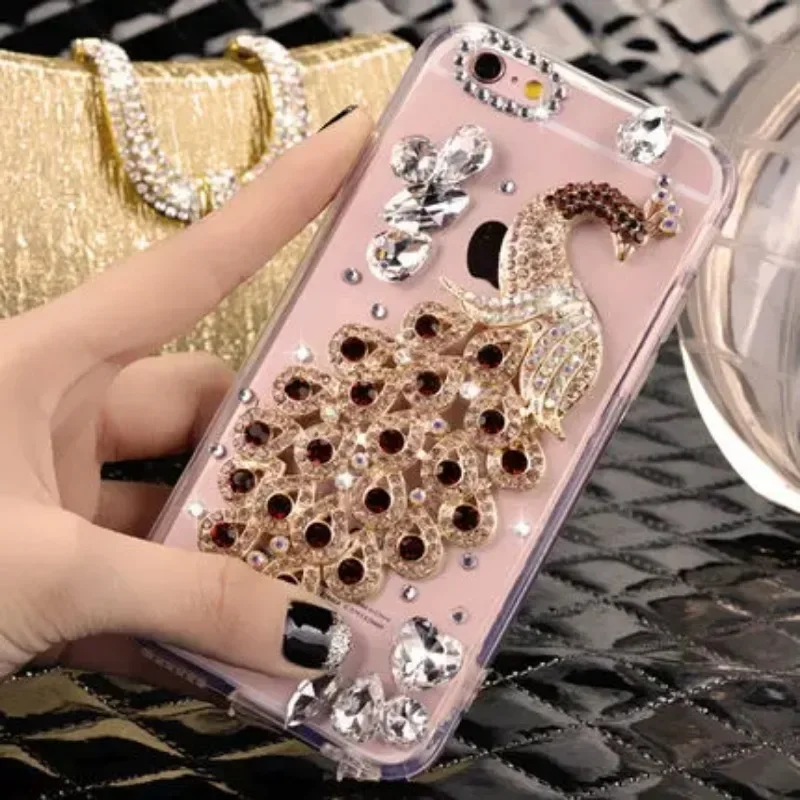 Luxury Bling Crystal Rhinestone Peacock Diamond Soft Phone Case, Cover for Samsung Galaxy S23 Ultra S24 S21 FE S22 Plus Note20