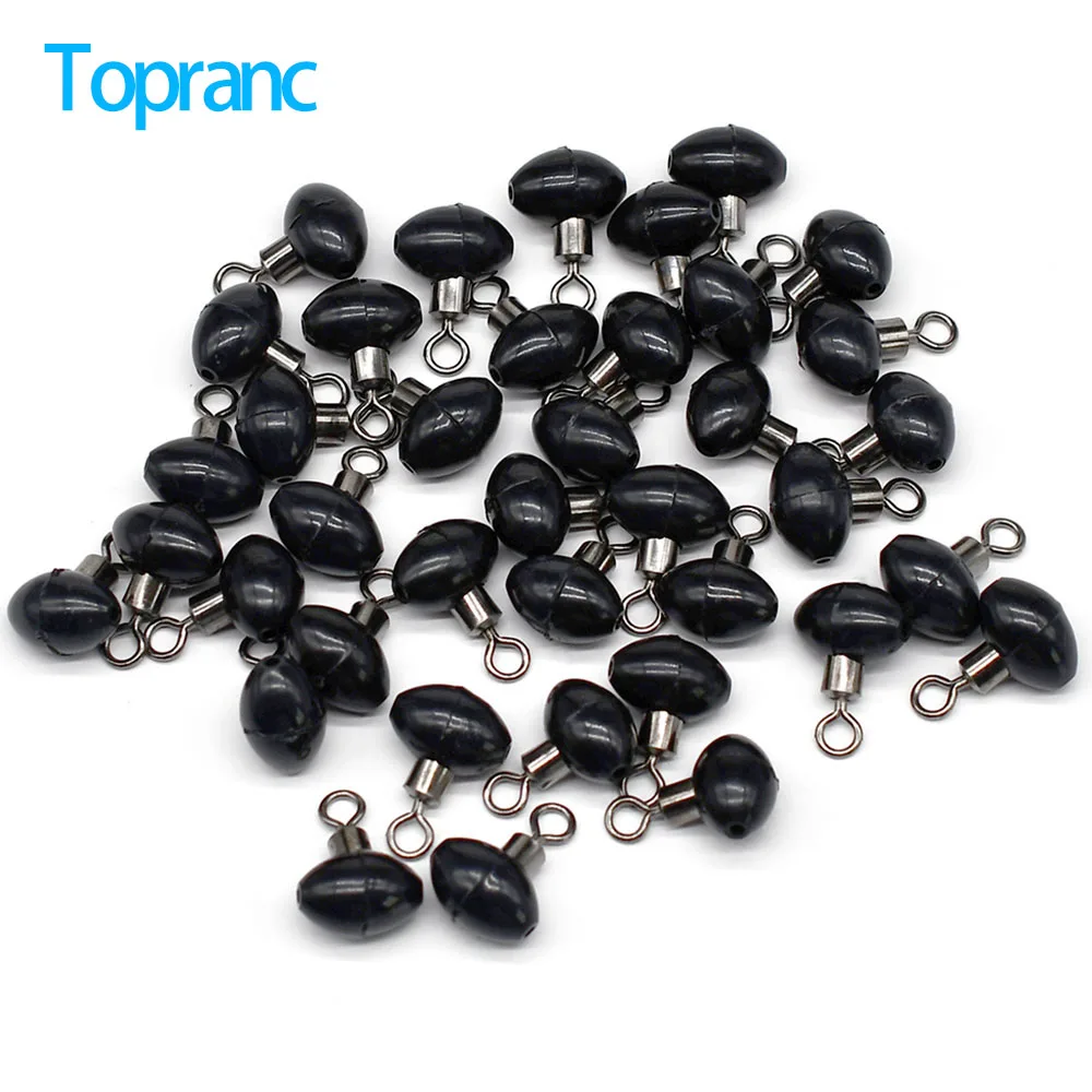 50Pcs Black Oval Fishing Shock Beads with Rotating Swivel Anti-Collision Line Protector Stopper Beads DIY Lure Rig Making