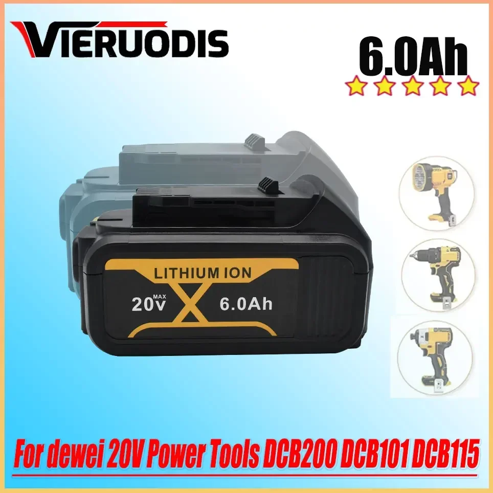 

For dewalt 20V 5.0Ah battery compatible dewalt Cordless screwdriver drill Screw gun wrench impact batteries DCB203 DCB181 DCD790