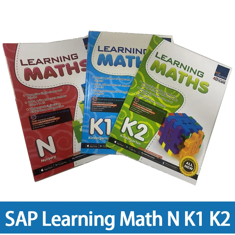 3 Livros SAP Learning Math N K1 K2 Cingapura Matemática Kindergarten Learning Series Inglês Exercise Book
