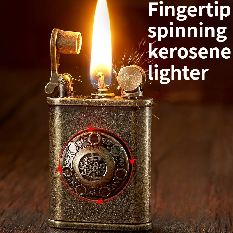 

Rotating Pressure Reducing Retro Grinding Wheel Ignition Pure Copper Lighter Personalized Men's Gift