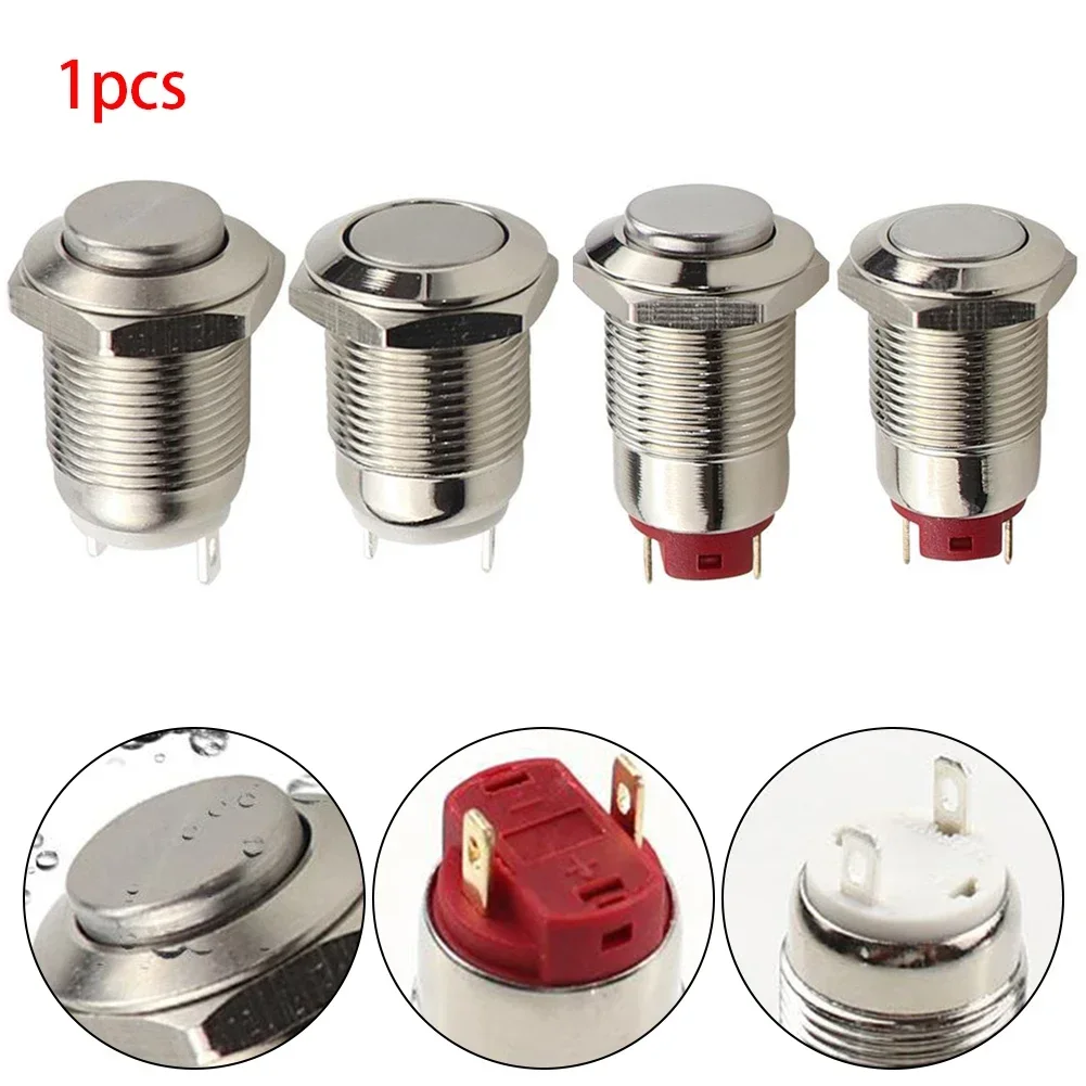 1pc 12mm Round Metal Push Button Switch Momentary Power Reset/Self-locking Switch Dust And Waterproof For Outdoor Use