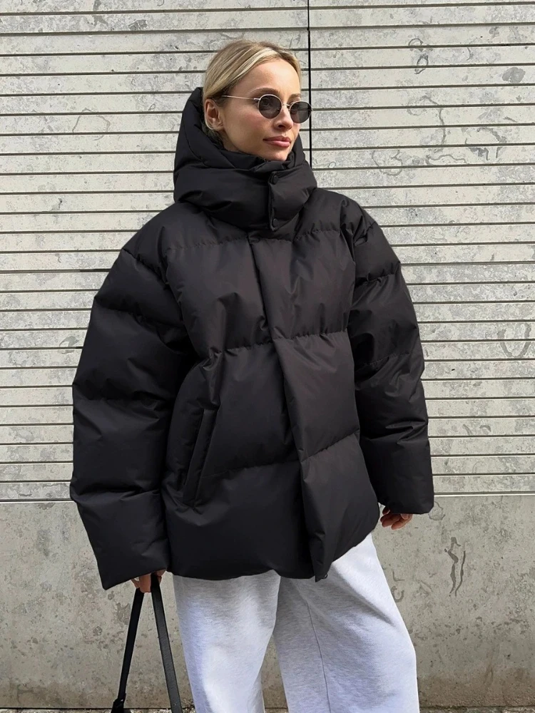 New in Winter Warm Cotton Puffer Jackets Women's Loose Parkas Coat Vintage Bread Jacket Outwear Office Ladies Quilted Jacket