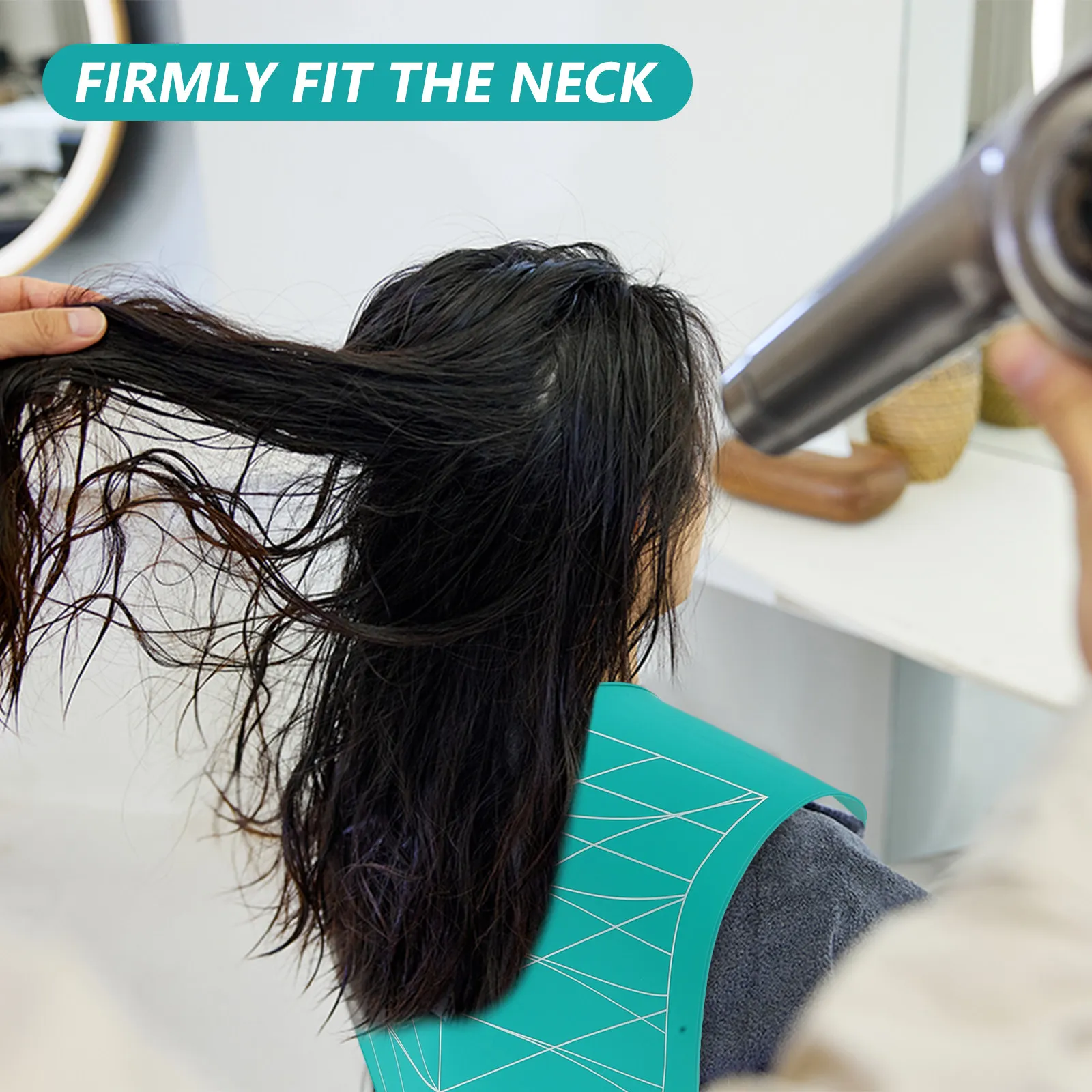 

Striped Silicone Hair Cutting Cape Extended Size Waterproof Collar Neck Wrap Anti-Slip Hair Dye Shawl Salon Haircut Collar