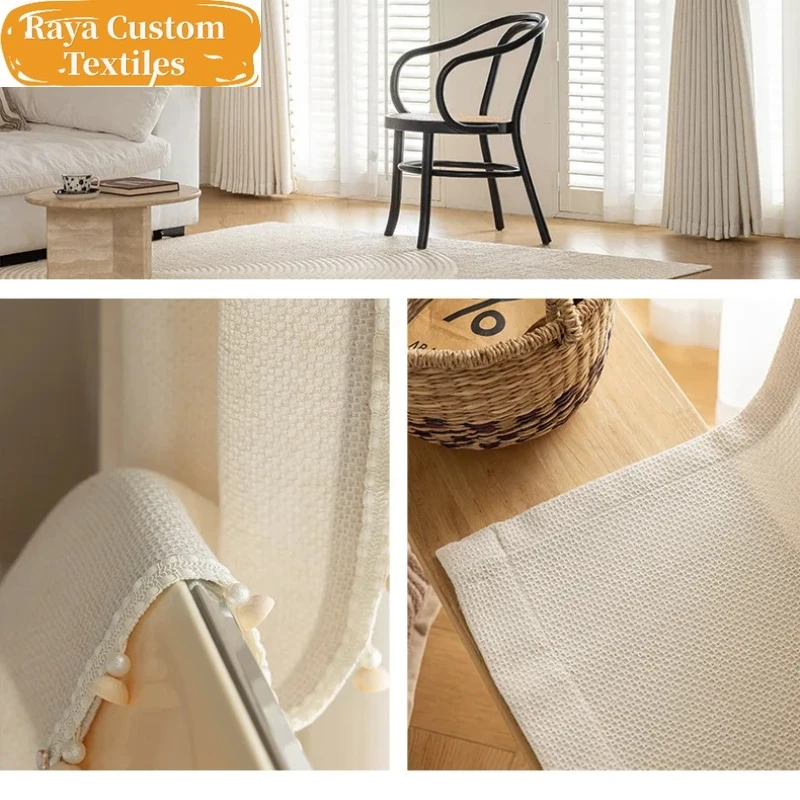 

Custom Size！！Modern Thickened Linen Light-transmitting Solid Color Elegant Curtains for Living Dining Room Bedroom Decor Window