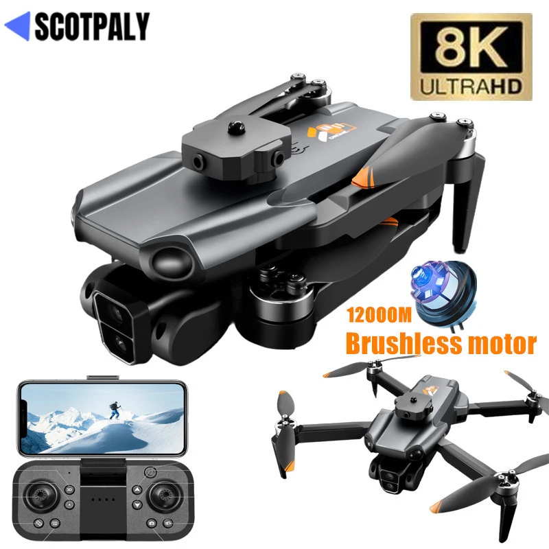 Profissional S119 Drone com câmera dupla, 5G, Wi-Fi, Smart Evitar Obstáculos, FPV, Motor sem escova, RC Quadcopter, Mini Drone, 8K