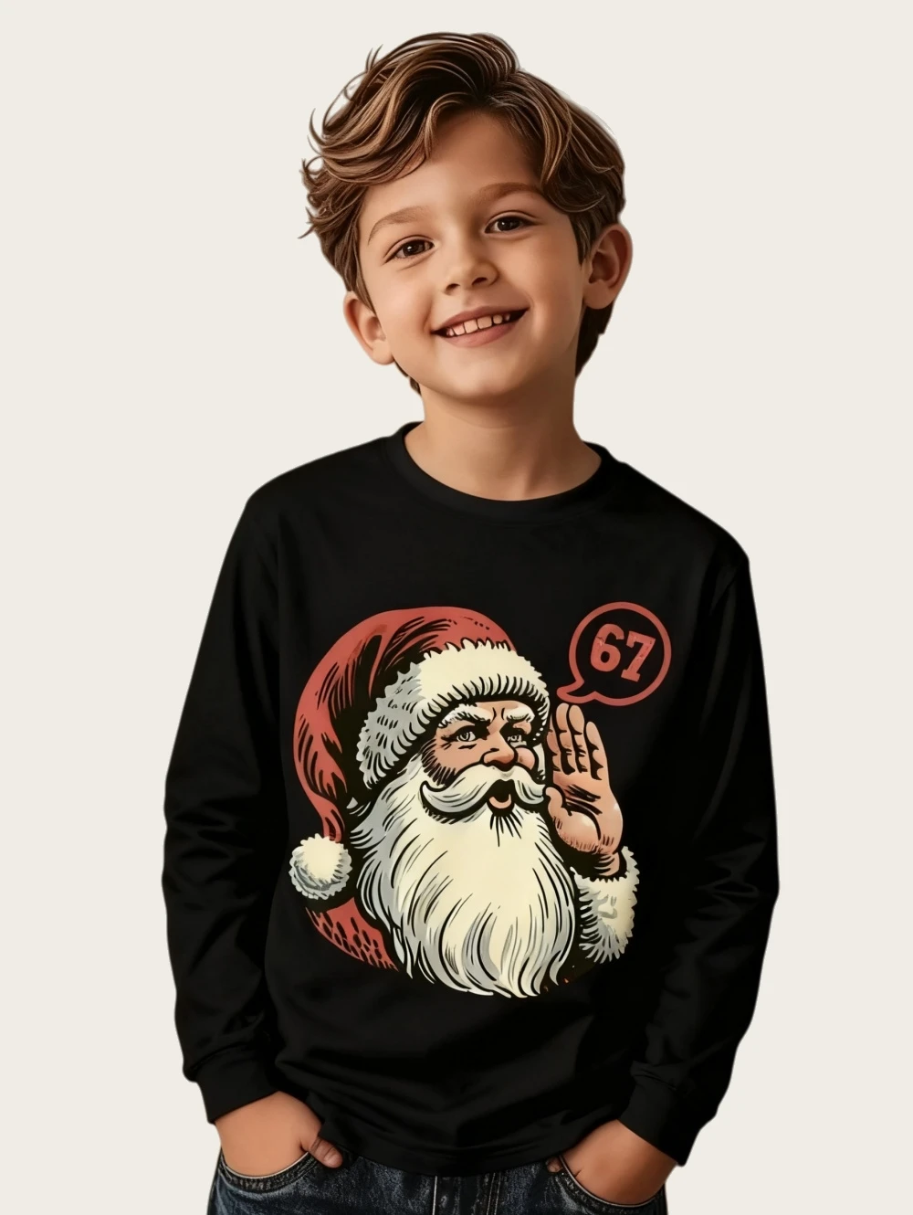 مضحك ستة سبعة 6 7 ميمي تي شيرت للأطفال الفكاهة الفوضى Y2k لعبة قائلا المحملة هدية الكريسماس الأولاد كم طويل قمة الموضة الملابس