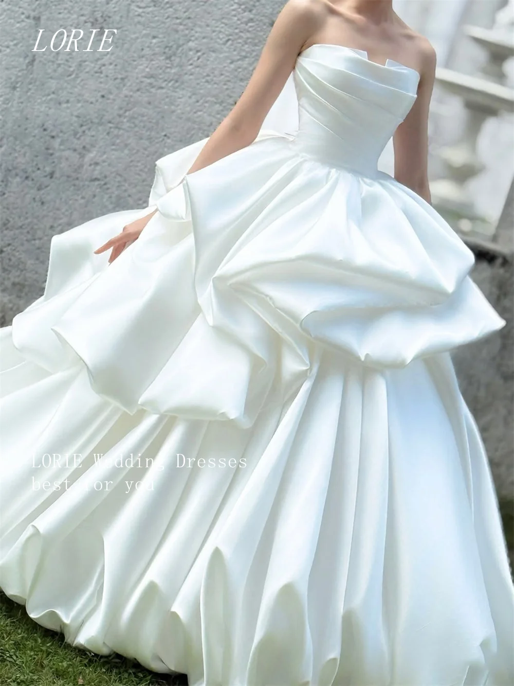

LORIE Luxury A Line Wedding Dress Strapless Bridal Dresses Elegant Tiered Korean Style Wedding Gown Customized 2026
