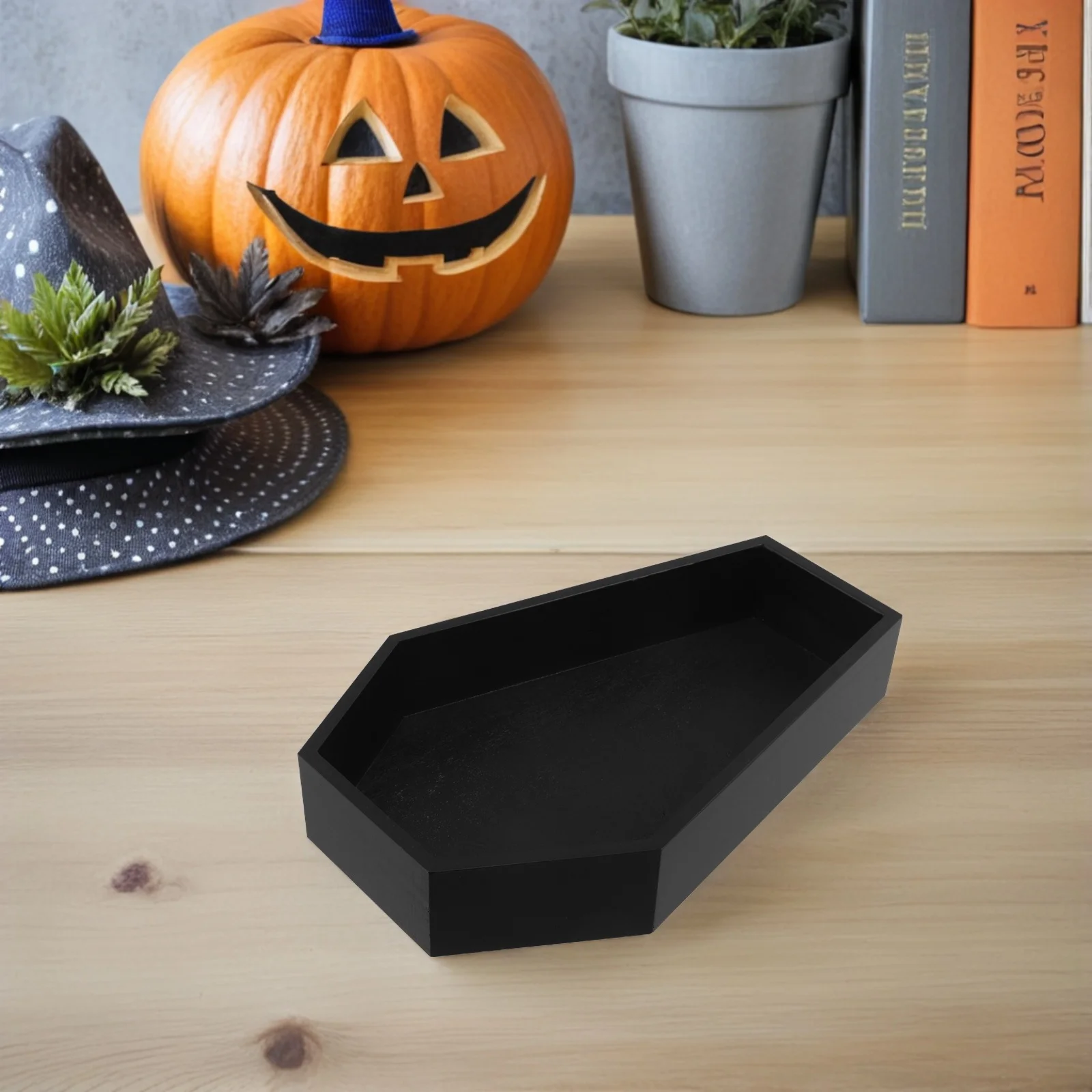 Wooden Gothic Coffin Tray 11x7inch Halloween Party Candy Snack Organizer Decorative Spooky Serving Platter Gothic Tray Decor