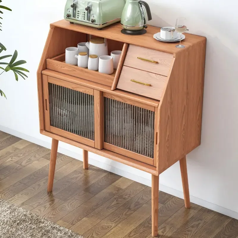 Solid Wood Storage Cabinet Log Japanese Style Wine  Integrated Living Room Against The Wall Cupboard Tea