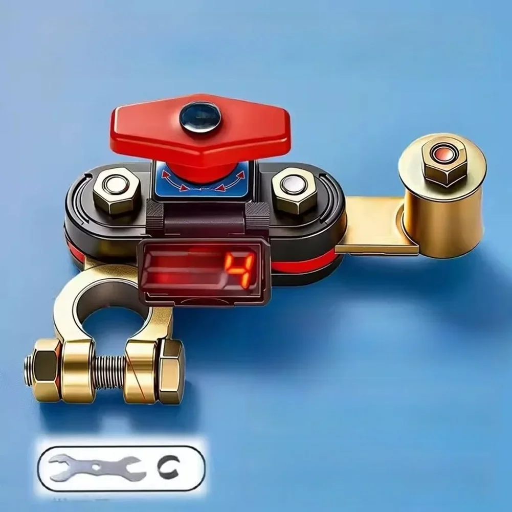 Rotary Battery Disconnect Switch for 12V and 24V Vehicles Featuring Real Time Voltage Monitoring and Dual Polarity Support