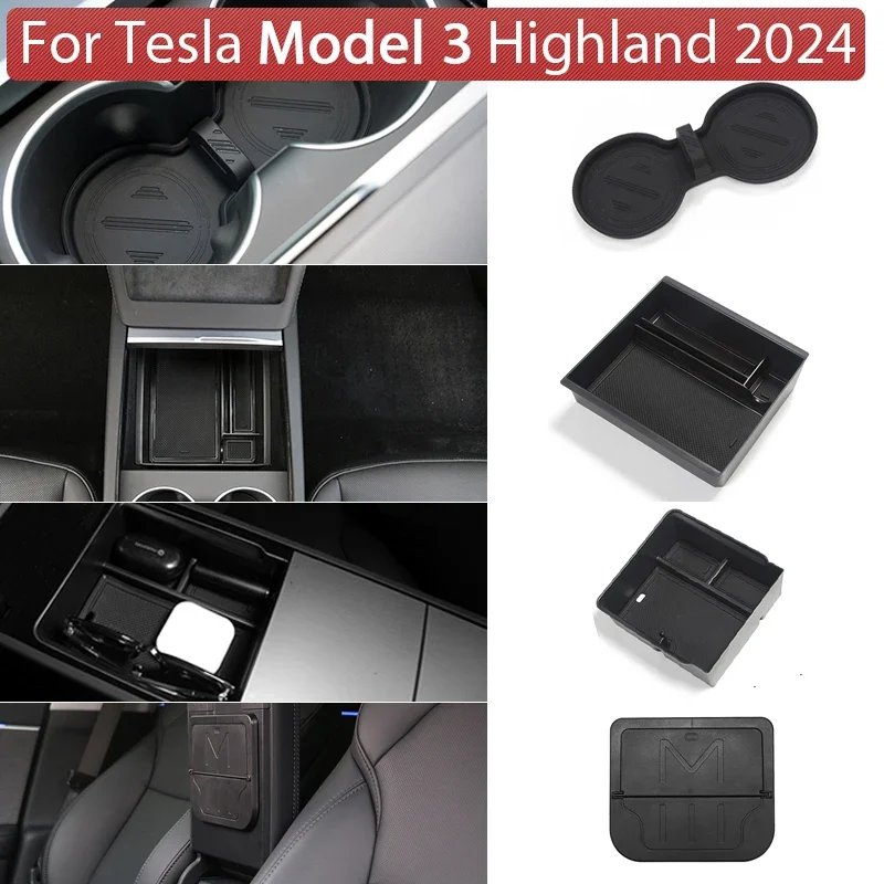 Storage Box for Tesla Model 3 Highland 2024 Accessories Center Console Trays for Tesla Model Y 2021-2024 Hidden Box Webcam Cover