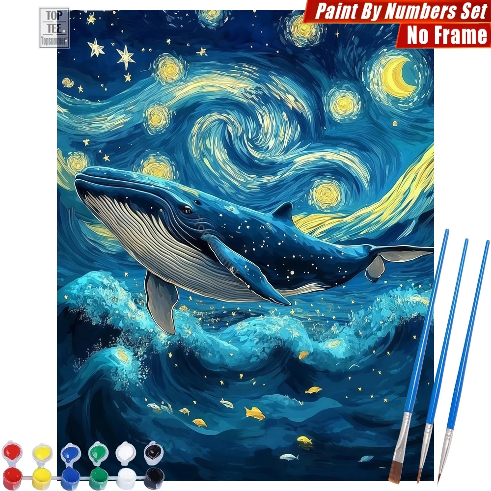

Majestic Star Whale Paint By Number Set - Swimming Cosmic Waves Living Room Wall Art Valentine'S Day Gift For Girlfriend